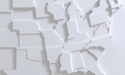 3D map of the U.S. with different states jutting out at different heights