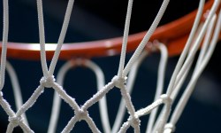 Zoomed in shot of a basketball net